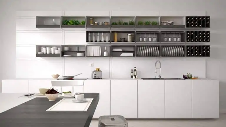 open kitchen shelving