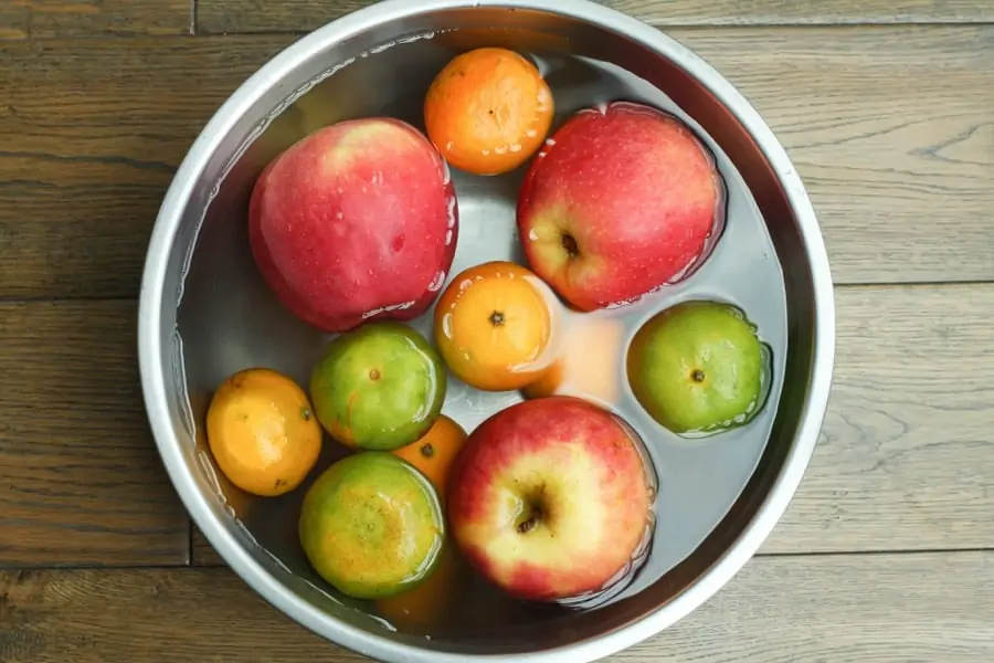 fruit in bowl with water