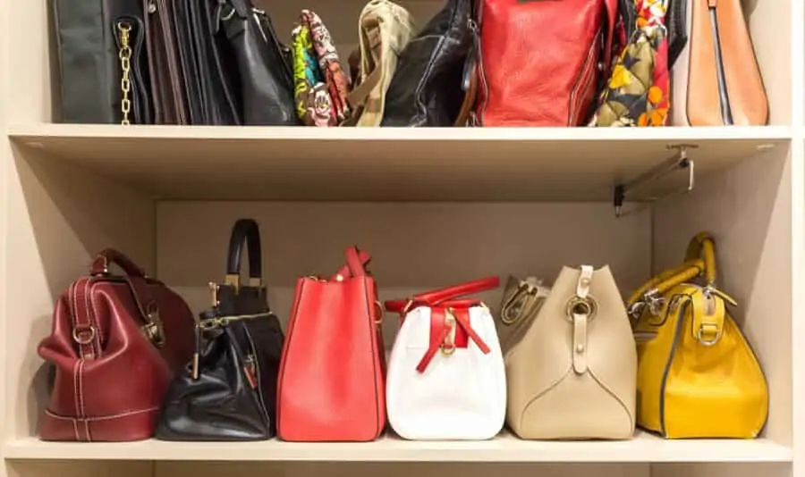 shelf of purses