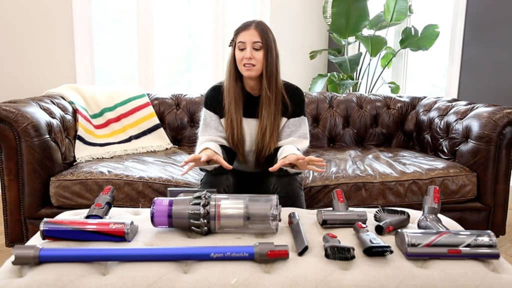 Melissa Maker with Dyson vacuum attachments