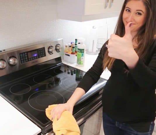 Biokleen: An Unbiased Review (Deep Clean) Melissa is scrubbing a stove top with bac out