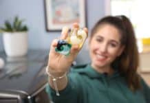 Detergent: Who, What, Where, & How Melissa Maker holding a laundry pac