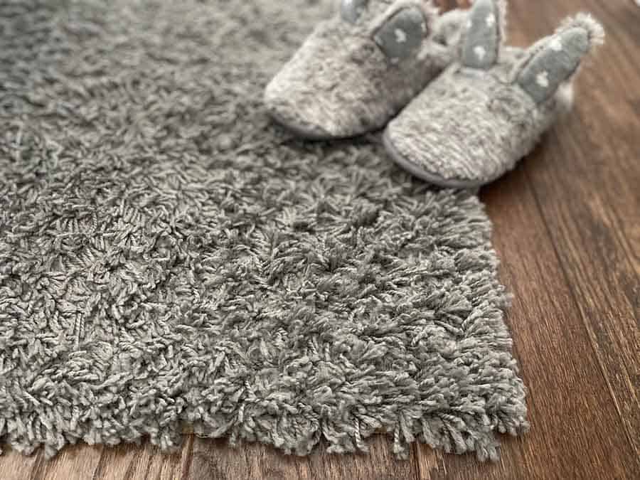 shag rug with slippers